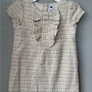 Janie and Jack Cream Tweed Dress with Bow